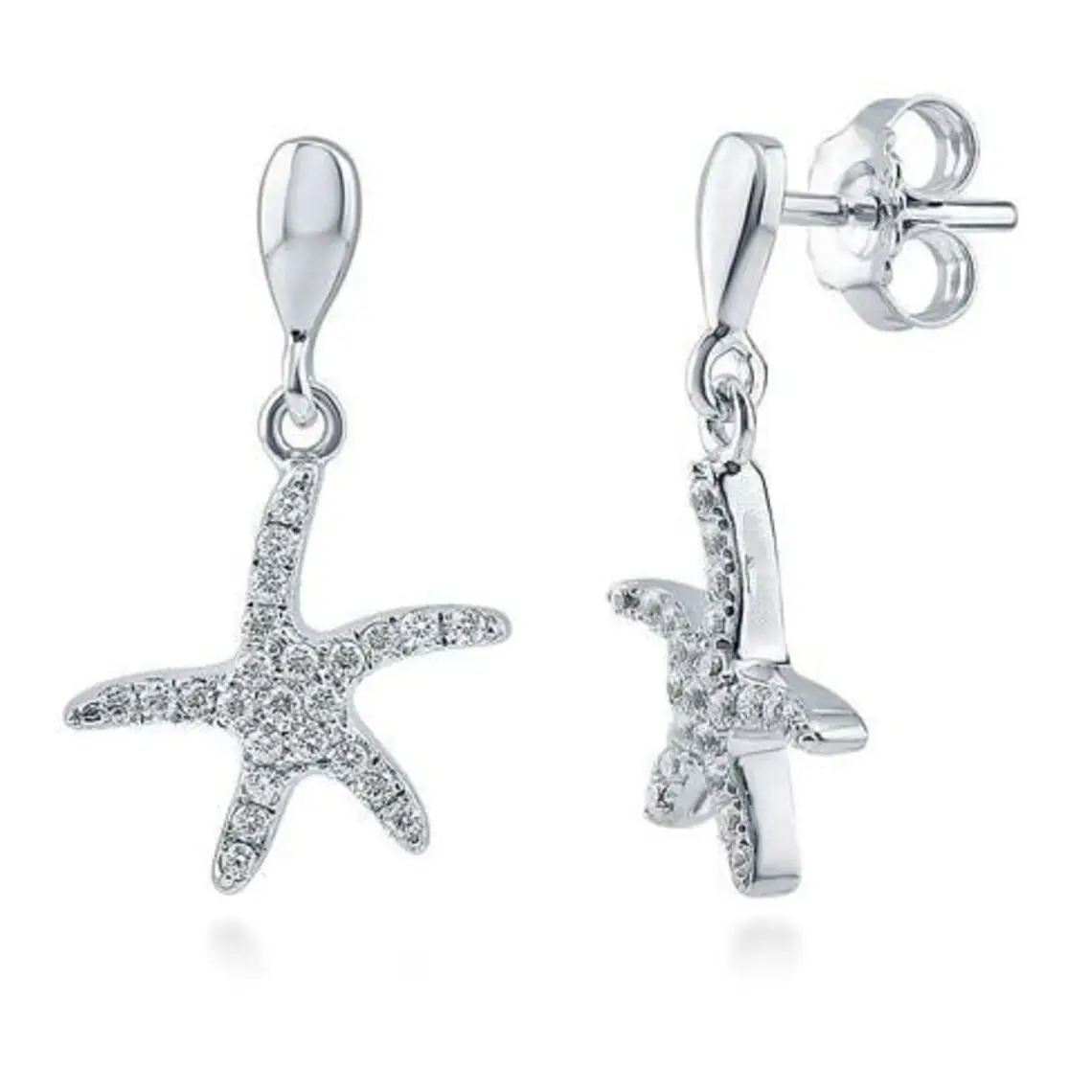 Fashion Starfish Earrings Amethyst Diamond Dangle Earrings Minimalist Small Hoop Summer Beach Ladies Jewelry