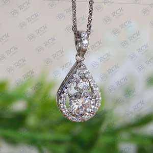 0,70 TCW corte redondo encanto Moissanite colgante para mujer/mínimo delicado diamante aniversario regalo colgante collar - Product Image 5