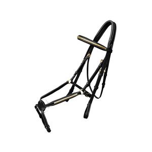 Vente en gros d'équipement équestre professionnel Bride à 8 figures en laiton Clincher en cuir noir Headstall Equine Halter Tack pour l'équitation - Product Image 3