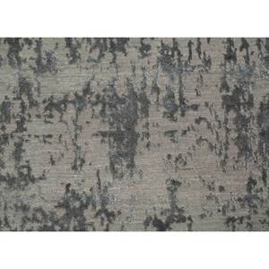 Tapis rectangulaire en laine et soie de bambou noué à la main Kavi gris et noir, motif abstrait Théorie du Chaos pour la maison et le couloir - Esk-408 - Product Image 3