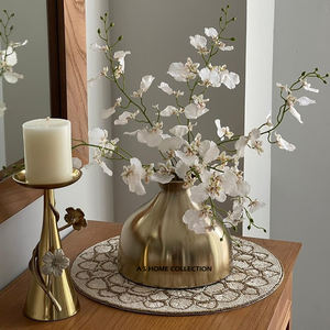 Pares Exclusivos De 4 Floreros Decorativos De Metal De Aluminio Chapado En Negro Clásico Diseño Costero Hecho A Mano - Product Image 3