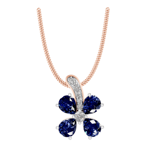 Elegante colgante de zafiro en forma de flor, fianza con tachuelas de diamantes, oro rosa, ajuste de Metal precioso fino, colgantes finos naturales - Product Image 5