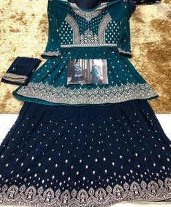 Venta caliente tradicional étnico indio paquistaní Lehenga & Dupatta Set Georgette con bordado trabajo completo costura fiesta desgaste - Product Image 5