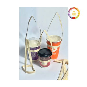 Eco Friendly Reusable <b>Bamboo</b> <b>Cup</b> Holder with Strong Rope Handle for Smoothie <b>Coffee</b> and Bubble Tea Shops Vietnam Handicraft - Product Image 2