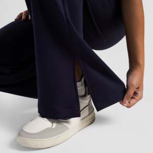 Women's Navy Monocut Trousers Wide <b>Leg</b> Breathable Chiffon Embroidery Decoration Casual Style Elastic Waist Wrinkled for Girls - Product Image 6