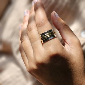 Bague en laiton argenté Belle bague en laiton argenté bague de méditation cadeau pour Noël - Product Image 3