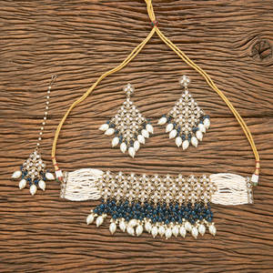 ชุดสร้อยคอเค้นคอทองแดงทองเหลืองอินโดนตะวันตกสําหรับผู้หญิงพร้อมการชุบเมฮันดีสําหรับของขวัญวันครบรอบการหมั้น - Product Image 3