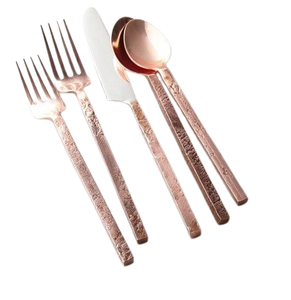 Cubiertos de acero de mejor diseño Café y vino Acabado dorado Diseño de flores Cuchara Tenedor para bodas Fiestas Restaurantes Cubiertos con espejo - Product Image 4