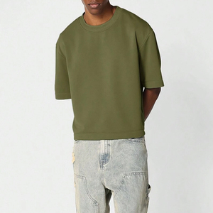 Camisetas cortas transpirables de algodón 100% de punto de peso pesado para hombre, manga corta, ajuste Regular - Product Image 5