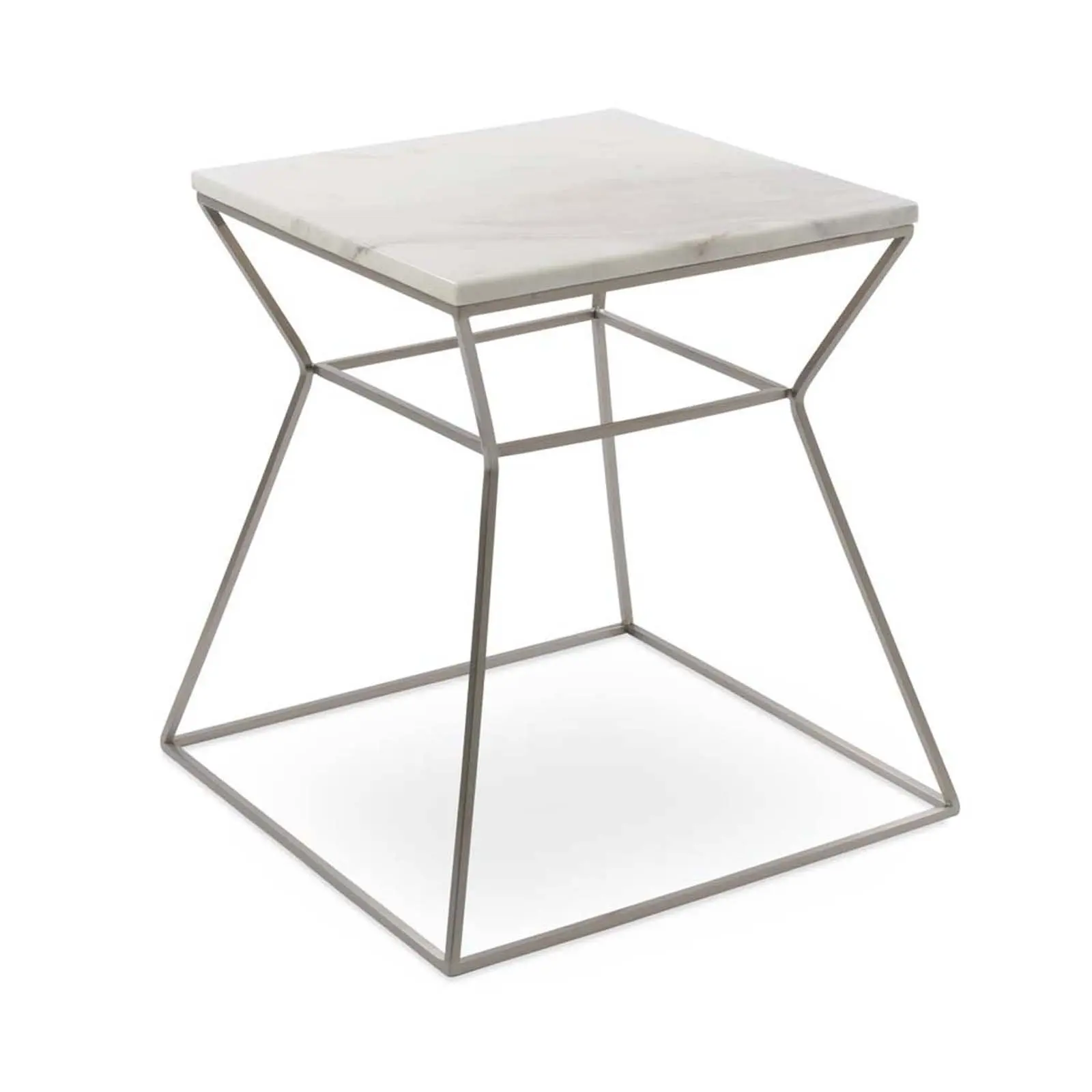 순수한 흰색 사각형 모양의 대리석 탑 센터 테이블 탑 빛나는 금속베이스가있는 최고의 디자인 커피 테이블