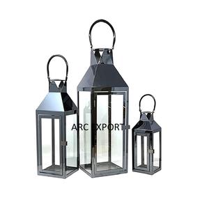 Lot de 2 lanternes de différentes tailles, grande lanterne créative faite à la main de couleur noire enduite de poudre pour Offre Spéciale à des prix abordables - Product Image 2