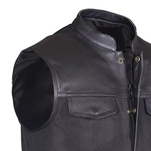 Chalecos de Motociclista de Cuero Negro para Hombre, Chaquetas de Cuero con Diseño Personalizado, Chaleco de Cuero Transpirable con Cremallera para Invierno - Product Image 5