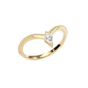 <b>Kite</b>-Shaped White Diamond 18K Gold Arrowhead Ring - Product Image 2