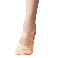 Zapatillas de Ballet Suaves con Parte Superior de Lona Color Bronceado, Suela de Cuero Genuino y Diseño Elástico para Mujer, Novedad 2025