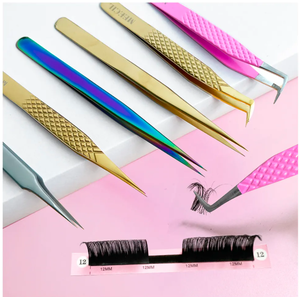 แหนบปลายแหลมใยแก้วนำแสงสแตนเลสสตีลสำหรับต่อขนตาแบบมืออาชีพ พร้อมโลโก้สั่งทำพิเศษ รุ่น ANAAIF - Product Image 5