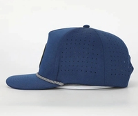 Gorra Snapback impermeable de poliéster ajustada azul marino, gorras de Golf con logotipo de Parche de goma para hombre, gorra de béisbol cortada con láser de fábrica de Vietnam