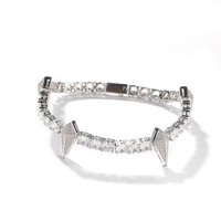 Vente en gros de bracelets Hip Hop classiques pour hommes Zircon taille princesse en acier inoxydable plaqué argent cadeau de fête Design glacé