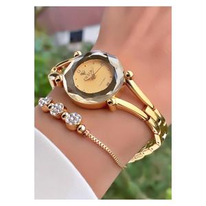 2 anni di garanzia oro giallo acciaio cinturino da sposa, fidanzamento, Wedding piccola cassa orologio da polso-braccialetto - Product Image 2