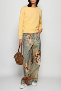 Jeans en denim slim pour homme Amiry, style hip-hop urbain, en cuir déchiré et vieilli avec empiècements, personnalisables, vente en gros - Product Image 3