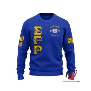 Logo personnalisé brodé Sigma Gamma ho Drop Shoulder Sweatshirts à col rond oversize en coton pour hommes Sweat-shirt unisexe à col rond uni - Product Image 2