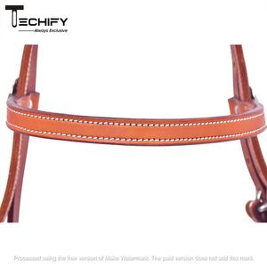 Harnais en cuir bandeau d'entraînement avec boucles en acier nickelé et boutons-pression aux extrémités des embouts - Product Image 2