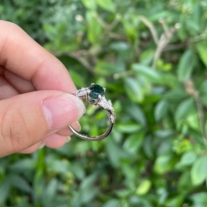 Anillo de ágata de musgo de plata esterlina hecho a mano para mujer, joyería de piedras preciosas inspirada en la naturaleza, regalo de cumpleaños para ella o esposa - Product Image 2