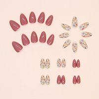 Korte druk op Amandelvormige nepnagels Bloem Acryl Herfstnagels Volledige dekking Lijm op Schattige valse bloemige stick-on nagels Groothandel
