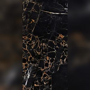 Dalle en porcelaine effet marbre noir poli de qualité supérieure pour revêtement mural moderne de salle de bain et de cuisine - Product Image 1