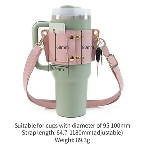 Accesorios <span class=keywords><strong>para</strong></span> la Copa Stanley, Bolsa de Transporte <span class=keywords><strong>para</strong></span> Vasos de 40oz y 30oz, Porta Botellas de Agua de Cuero PU, Correa de Hombro Ajustable, Bolsa Tipo Bandolera - Product Image 2