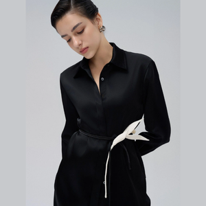 Blusas elegantes más vendidas para mujer SSIGRID CAMISA CON CUELLO PUNTERO Camisa de seda Ropa de boutique para mujer Lista para enviar - Product Image 1