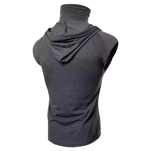 <b>Mens</b> Winter <b>Sleeveless</b> Hooded Hoodies 100% Cotton Terry Fabric Gym Workout Tank Tops with Pocket Design Eco-Friendly - Product Image 6