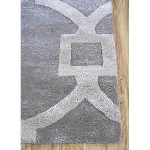 Tapis Taq-193 Contour gris et noir à motifs géométriques, tissé à la main en laine et viscose, pour usage domestique - Product Image 4