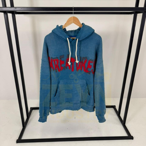 Sweat à capuche imprimé de style vintage pour hommes de haute qualité en coton lourd avec strass personnalisé sweats à capuche lavés à l'acide - Product Image 1