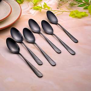 Juego de 6 Cucharas de Acero Inoxidable Color Negro Ónix con Acabado Espejo para Fiestas - Product Image 1