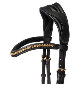 Vente en gros de dernier modèle Bride de cheval en cuir noir avec casque anatomique en strass Couture fantaisie Équitation Prix compétitif - Product Image 3