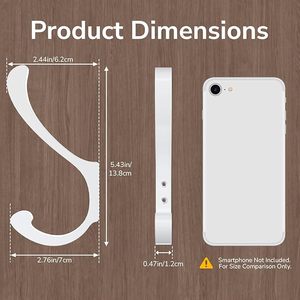 Large <b>Wall</b>-Mounted Chrome Coat <b>Hooks</b> Durable Aluminium Metal Coat Hanger for Clothing <b>Keys</b> Bags Hats-for Office Use - Product Image 6