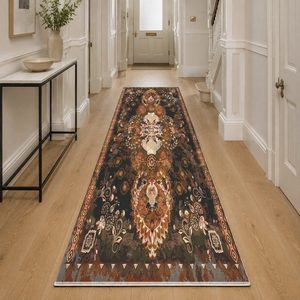 Tapis de salon en chenille antidérapant, imprimé numériquement, motif design rouge bordeaux, lavable en machine, vente en gros RUGS DEPOT LXDP-0068 - Product Image 5