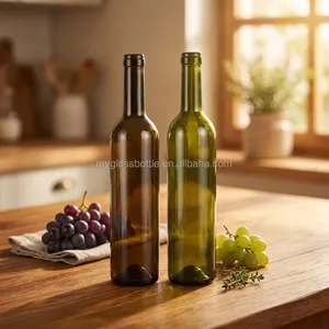 Bouteille en verre ambré transparent <span class=keywords><strong>de</strong></span> 375 ml et 500 ml avec couvercle en bois, vide, pour <span class=keywords><strong>gin</strong></span>, vin, vodka, whisky, pour bouteilles <span class=keywords><strong>de</strong></span> champagne - Product Image 1