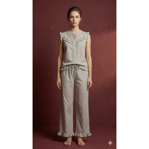 Conjunto de Pijama Premium de Rayón y Algodón Suave con Cuello con Volantes para Mujer, Evolove X Venus, Transpirable, de Secado Rápido, Mangas Largas, Cintura Elástica - Product Image 5