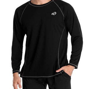 Protector de sarpullido de manga larga para hombre de color sólido, Spandex/poliéster, transpirable y ecológico, ropa deportiva de secado rápido, opciones personalizables - Product Image 1