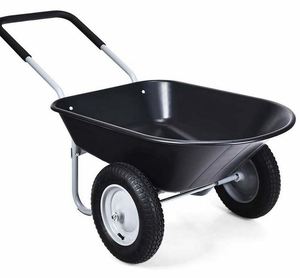 Brouette industrielle de jardinage avec plateau métallique 100L, robuste, 2 roues, durable, à usage manuel - Product Image 1