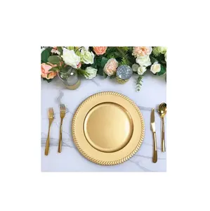 Ompare-Placa de cargador de cobre de 13 pulgadas para restaurantes y uso, placa de cargador decorativa de boda y artesanía natural