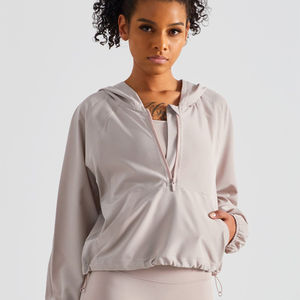 Ventes en gros de sweats à capuche surdimensionnés pour femmes, couleur pêche clair, protection solaire, anti-rides et respirants, sweats à capuche pour femmes, sweats à capuche zippés pour la salle de sport - Product Image 1