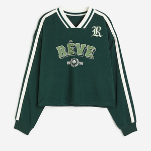 Sudadera con panel de manga completa para mujer, Jersey hecho a medida, ropa informal, sudaderas de lana para mujer con logotipo personalizado - Product Image 1