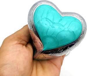 โกศใส่เถ้ากระดูกรูปหัวใจขนาดเล็กทำจากอลูมิเนียมสีฟ้าเทอร์ควอยซ์พร้อมขาตั้งเหล็ก - Product Image 3