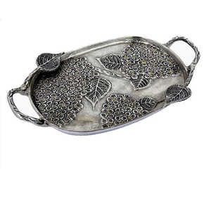 Top Tendance Dîner Plateau De Service À Gâteau De Table Plateau De Forme Ovale Plateau De Service En Métal Fabriqué À La Main Plats De Service Alimentaire Fruits - Product Image 2