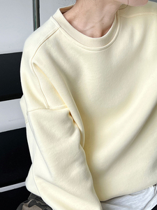 Sudaderas Largas de Algodón Lisas para Mujer, Sudadera Unisex con Hombros Caídos, Sudadera de Felpa Personalizada para Mujer, Sudadera con Cuello Redondo - Product Image 4