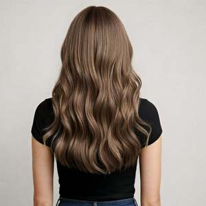 Pour les extensions de cheveux Halo # 8 mèches de cheveux humains Remy vietnamiens brun cannelle, ondulés naturels, pré-collées, 8-36 pouces - Product Image 5