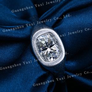 Anillo <span class=keywords><strong>de</strong></span> Compromiso para Hombre YAXI, en Plata S925 <span class=keywords><strong>y</strong></span> <span class=keywords><strong>Oro</strong></span> <span class=keywords><strong>de</strong></span> 10K/14K/18K, con Diamante Natural Cultivado en Laboratorio, Corte Cojín, Certificado IGI, Gran <span class=keywords><strong>Venta</strong></span> - Product Image 2