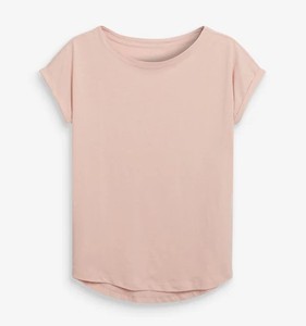 T-shirt Performance Fit pour femmes en coton col rond mancherons rose couleur claire manches courtes coupe ample tenue décontractée - Product Image 4